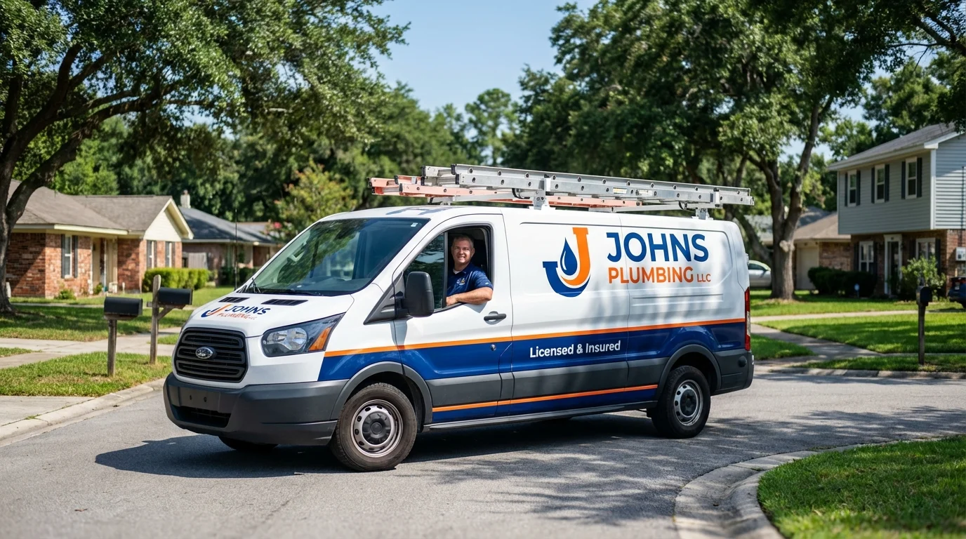 Johns Plumbing LLC service van in Avon, IN